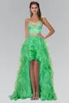 Gls Organza High Low Long Prom Dress In Green