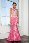 Gls Pink Long Mock Two-piece Formal Prom Dress In Pink