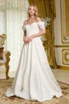 Gls Pleated Long Bridal A Line Beaded Wedding Dress In White