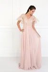 Gls Plus Size Long Formal Mother Of The Bride Dress In Pink