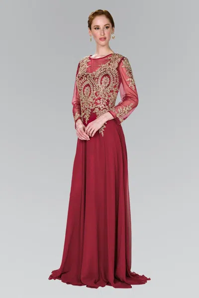 Gls Plus Size Long Mother Of The Bride Dress In Burgundy