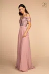 Gls Prom Chiffon Off The Shoulder Evening Dress In Pink