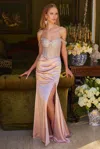 Gls Prom Fitted Long Formal Corset Dress In Pink