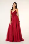 Gls Prom Formal Glitter Evening Long Dress In Red