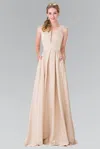 Gls Prom Long Bridesmaid Dress With Pockets In Gold