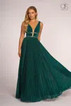 Gls Prom Long Deep V Neck Evening Formal Dress In Green