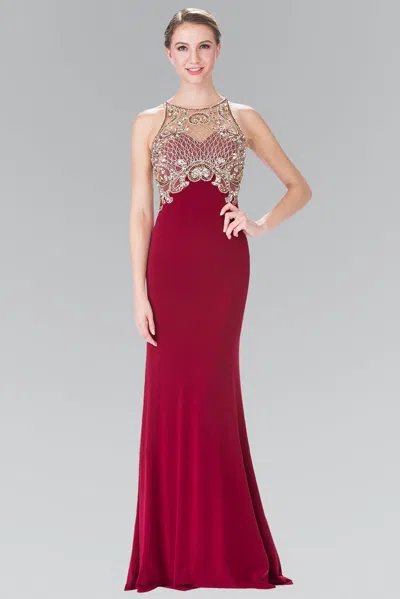 Gls Prom Long Dress Evening Party Gown In Burgundy
