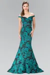 Gls Prom Long Dress Floral Print Mermaid Gown In Blue