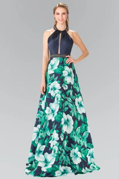 Gls Prom Long Dress Halter Floral Gown In Multi