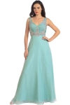 Gls Prom Long Dress With Beaded Sheer Straps In Blue