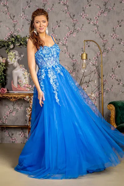 Gls Prom Long Formal A Line Evening Gown In Blue