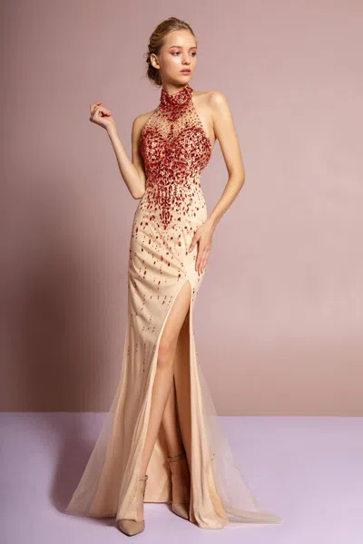 Gls Prom Long Formal Dress Halter Neck Evening Gown In Multi