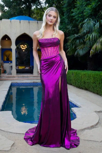 Gls Prom Long Formal Glitter Sequin Dress In Purple