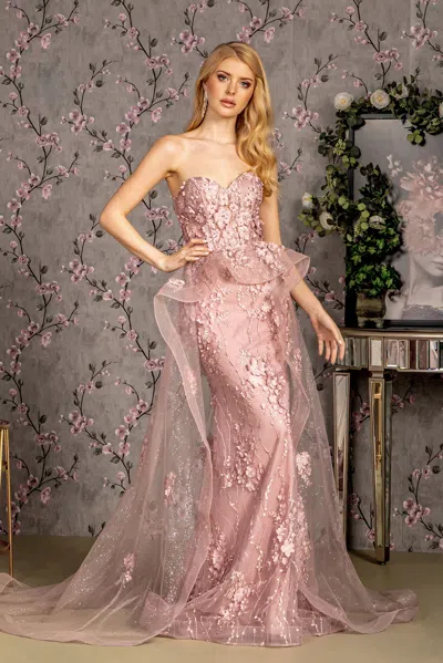 Gls Prom Long Formal Overskirt Mermaid Dress In Pink