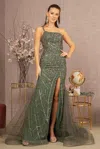 Gls Prom Long Glitter Mermaid Gown In Green