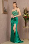 Gls Prom Long Glitter Satin Mermaid Dress In Green