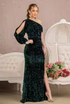 Gls Prom Long One Shoulder Formal Gown In Green