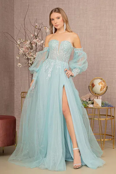 Gls Prom Long Sequin Glitter Gown In Blue