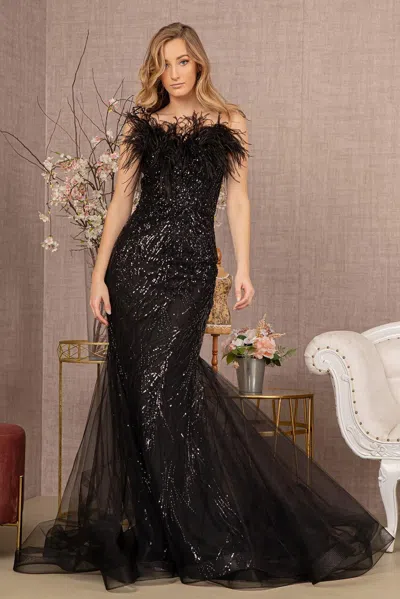 Gls Prom Long Spaghetti Strap Trumpet Gown In Black