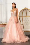 Gls Quinceanera Long Spaghetti Strap Glitter Ball Gown In Multi