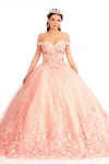 Gls Quinceanera Off Shoulder Long Dress In Pink