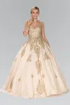 Gls Quinceanera Sweetheart Ball Gown With Embroidery And Beads In Gold