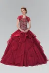 Gls Quinceanera Sweethearted Ball Gown With Bolero In Red