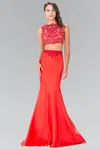 Gls Red 2 Piece Trumpet Long Gown In Red