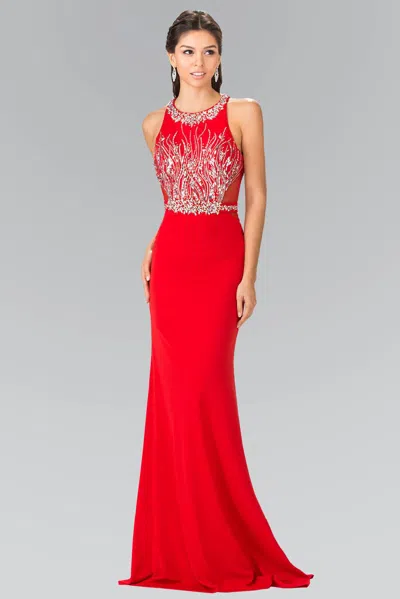 Gls Red Beaded Formal Prom Dress