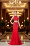 Gls Red Long Two Piece Prom Dress Evening Gown In Multi