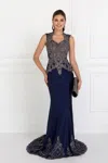 Gls Rome Jersey Mermaid Long Prom Dress In Blue