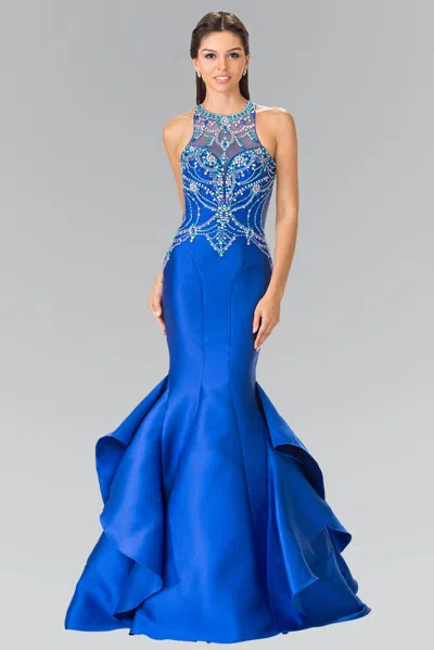 Gls Royal Blue Halter Mermaid Prom Dress
