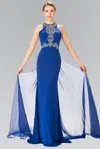 Gls Royal Blue Long Chiffon Prom Dress In Blue