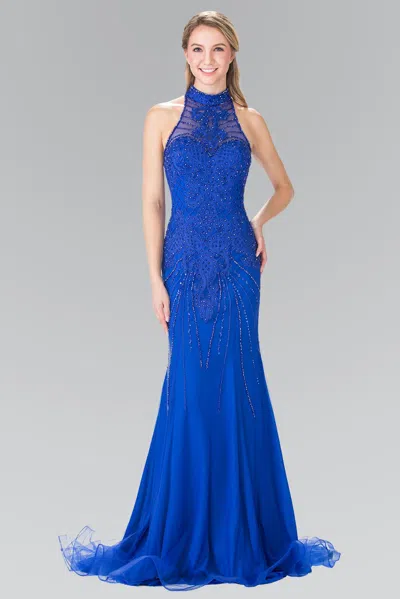 Gls Royal Blue Long Formal Halter Neck Evening Prom Dress