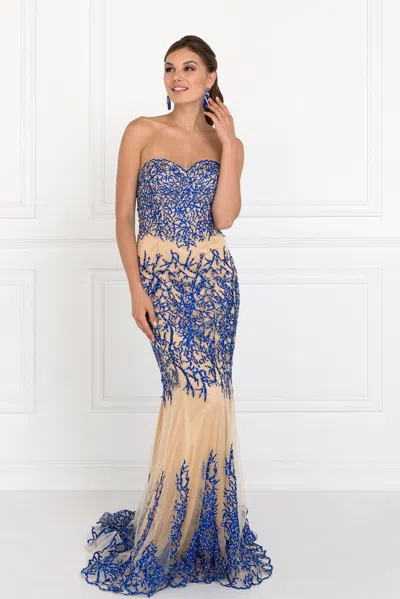 Gls Royal Blue Long Formal Sequins Sweetheart Evening Prom Dress In Multi