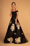 Gls Sequin Embellished Long Prom Dress In Black