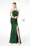 Gls Sequin Formal Long Prom Dress Evening Gown In Green