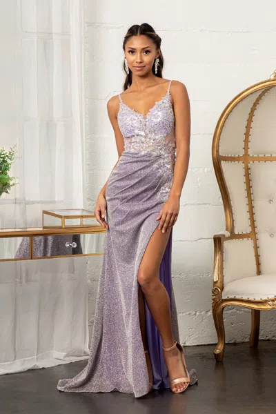 Gls Sequin Glitter Mermaid Prom Dress In Purple