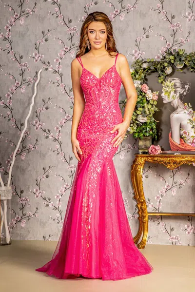 Gls Sequin Mermaid Long Prom Dress In Pink