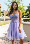 Gls Short Cocktail Glitter Homecoming Dress In Purple