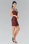 Gls Short Fitted Sequin Cocktail Dress In Red