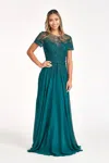 Gls Short Sleeves Mother Of The Bride Long Dress In Blue