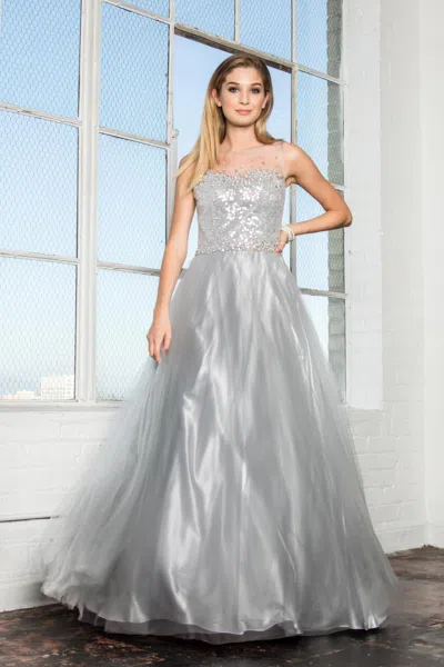 Gls Silver Long Prom Dress