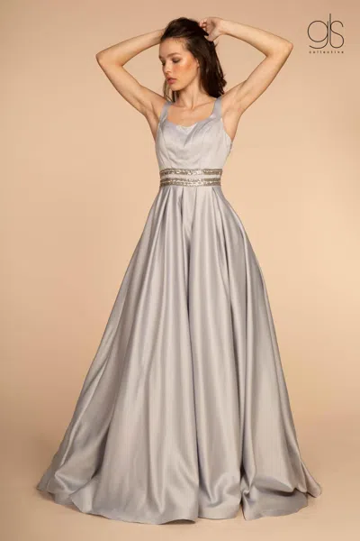 Gls Silver Long Sleeveless Formal Evening Dress In Gray