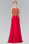 Gls Sleeveless Long Prom Dress Evening Gown In Red