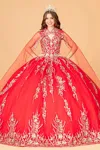 Gls Sleeveless Long Quinceniera Dress In Red