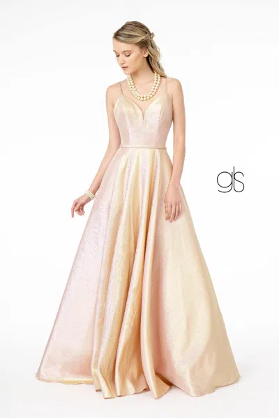 Gls Spaghetti Strap Sweetheart A-line Long Prom Dress In Neutral