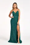 Gls Spaghetti Straps Long Prom Dress In Green