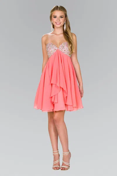 Gls Strapless Chiffon Short Cocktail Dress