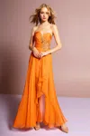 Gls Strapless High Low Homecoming Dress In Orange
